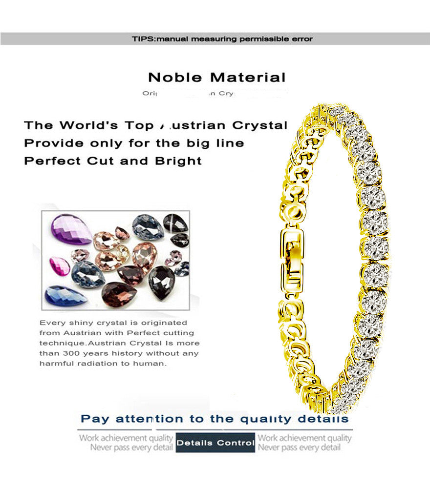 Tennis Love Bracelet White Yellow 18k Gold Plated 5mm Simulated Cubic Zirconia