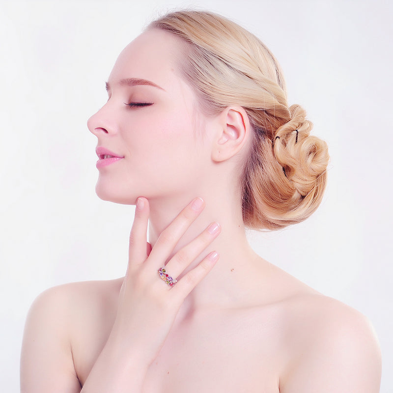 VPKJewelry Beautiful 18 k white gold plated Multi-Color Austrian Crystal ring