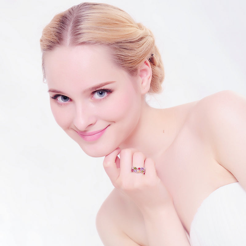 VPKJewelry Beautiful 18 k white gold plated Multi-Color Austrian Crystal ring