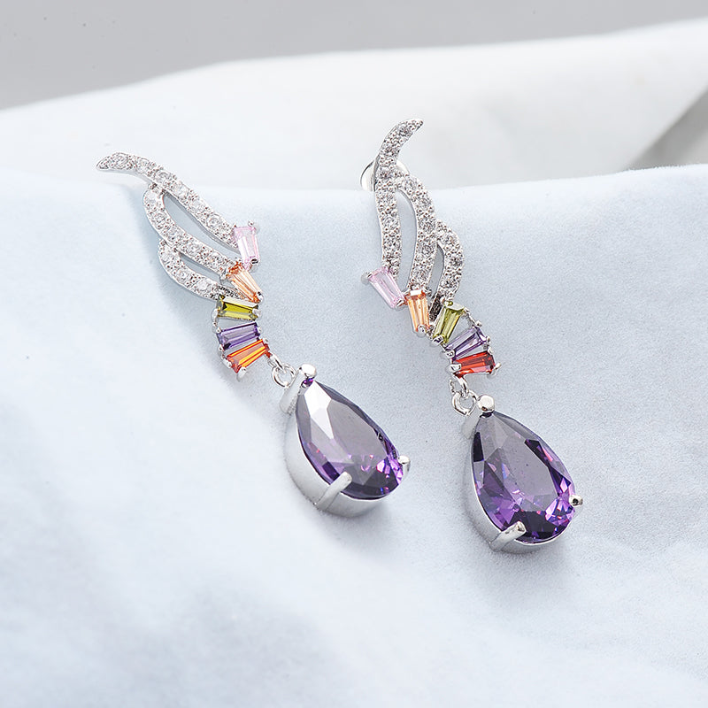18k gold plated earrings crystal Multicolor CZ best Women gifts Brand New