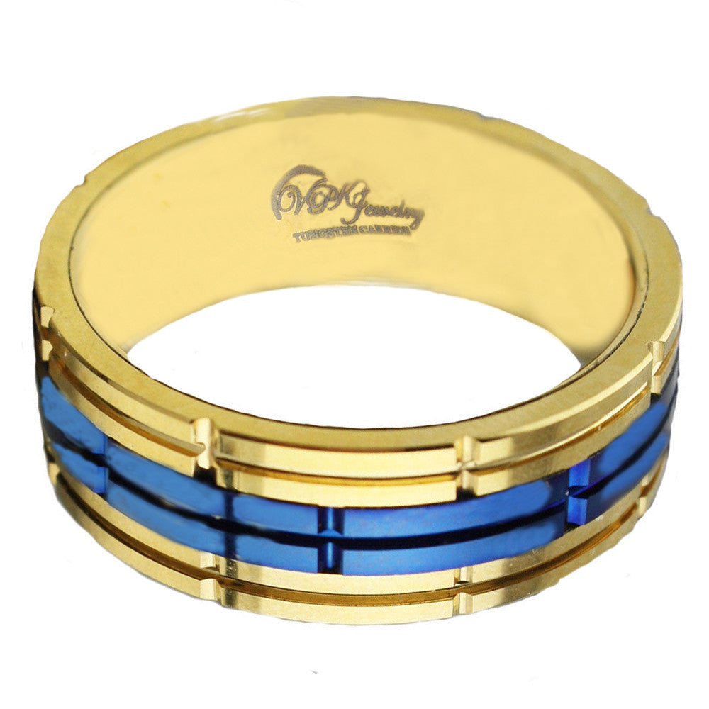 Tungsten VPKJewelry Ring Men Wedding Band Rose Gold Blue 8 mm sc 10