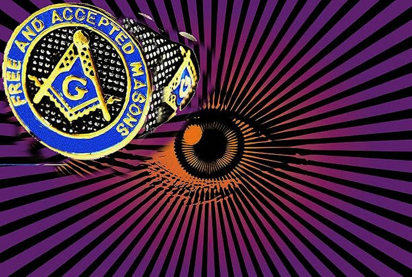 Mason Ring Masonic Freemason Master Men Stainless Steel Blue Enamel Gold plated