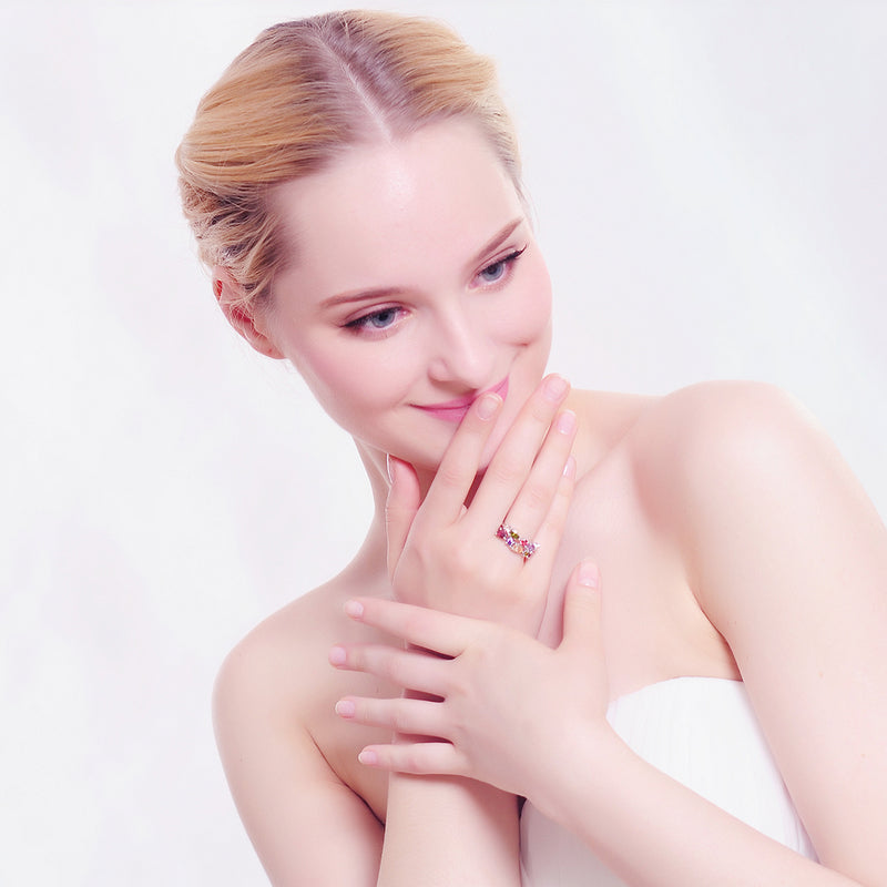 VPKJewelry Beautiful 18 k white gold plated Multi-Color Austrian Crystal ring