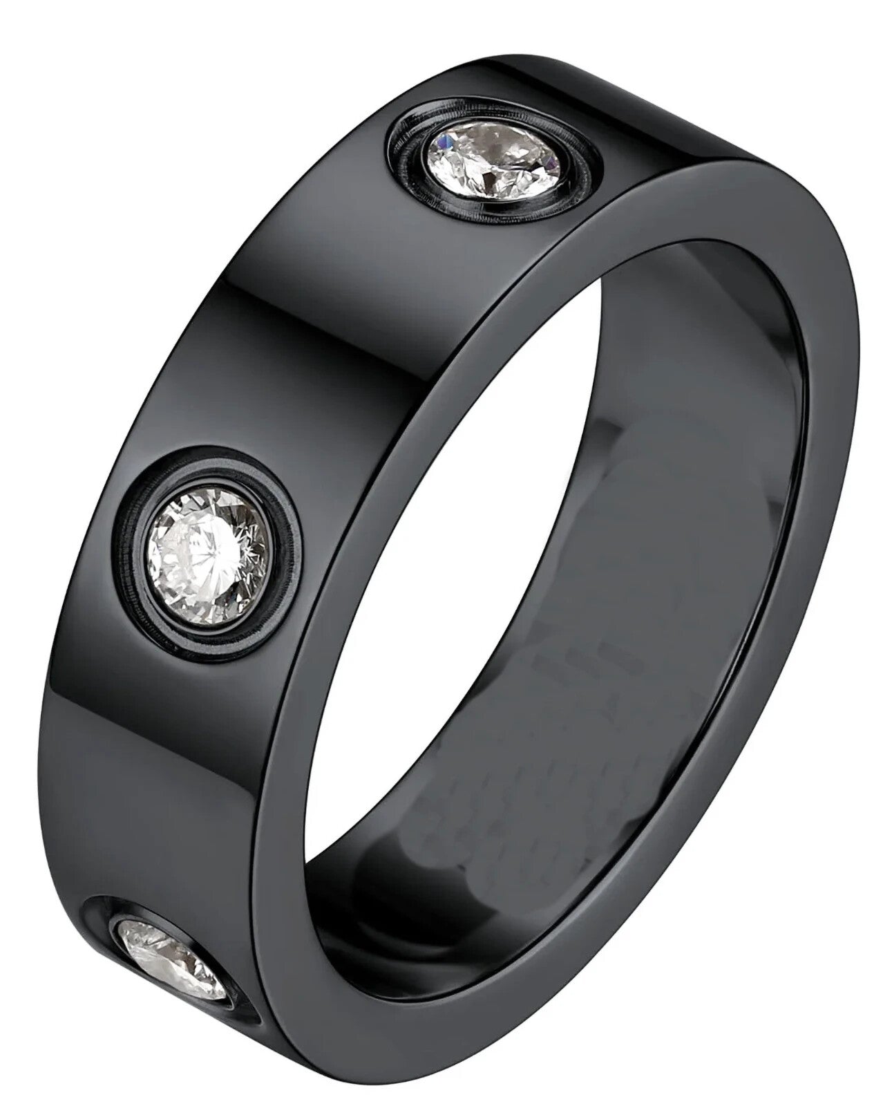 Rings Band Women's Men's stainless steel Cubic Zircon free box USA Jewelry New