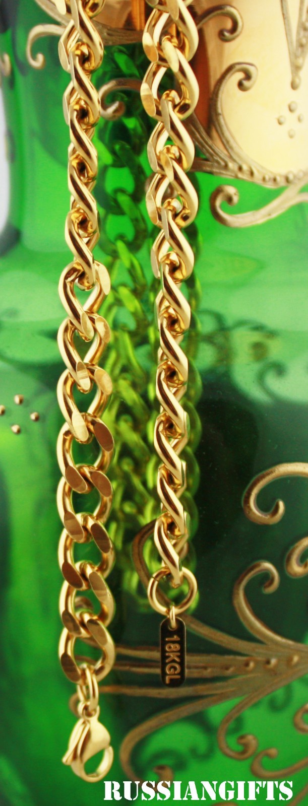 18k gold plated Link Curb Cuban Chain Necklace Bracelet 9mm 7-36' 'VPKJewelry