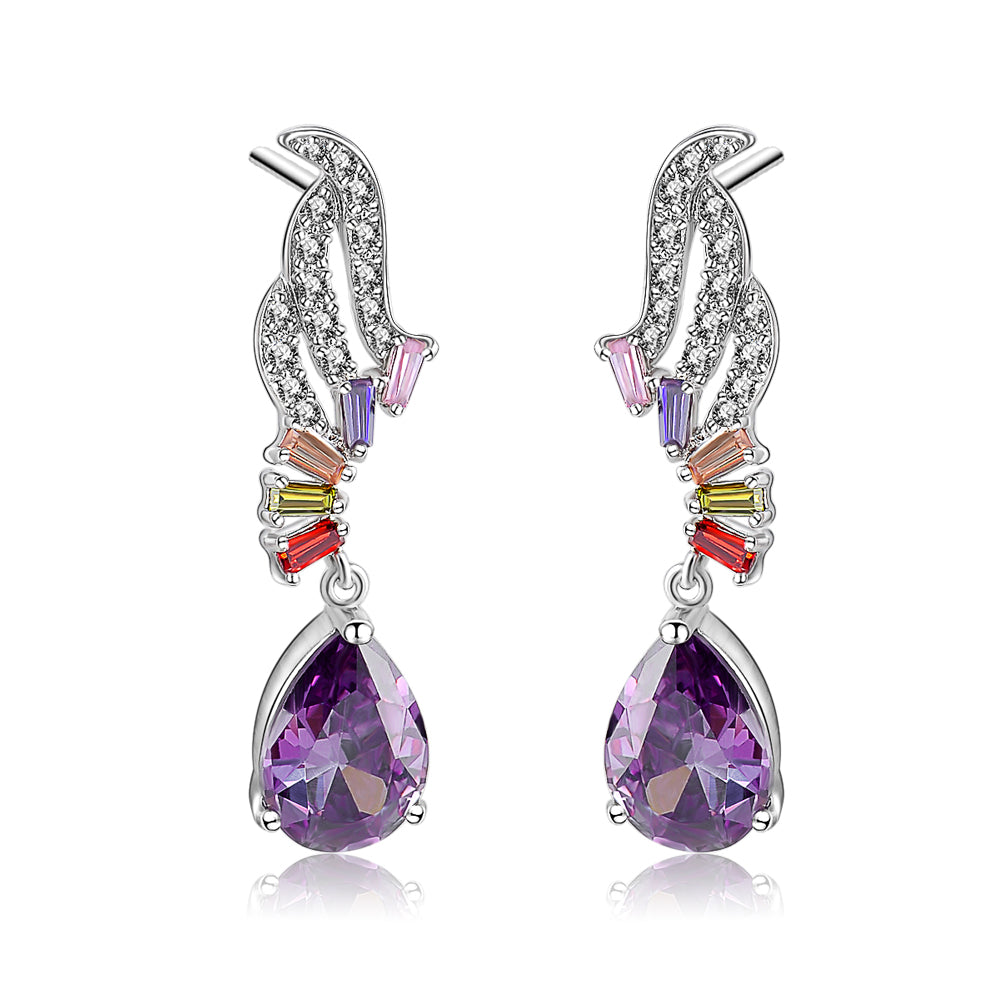 18k gold plated earrings crystal  Multicolor CZ  best Women gifts Brand  New