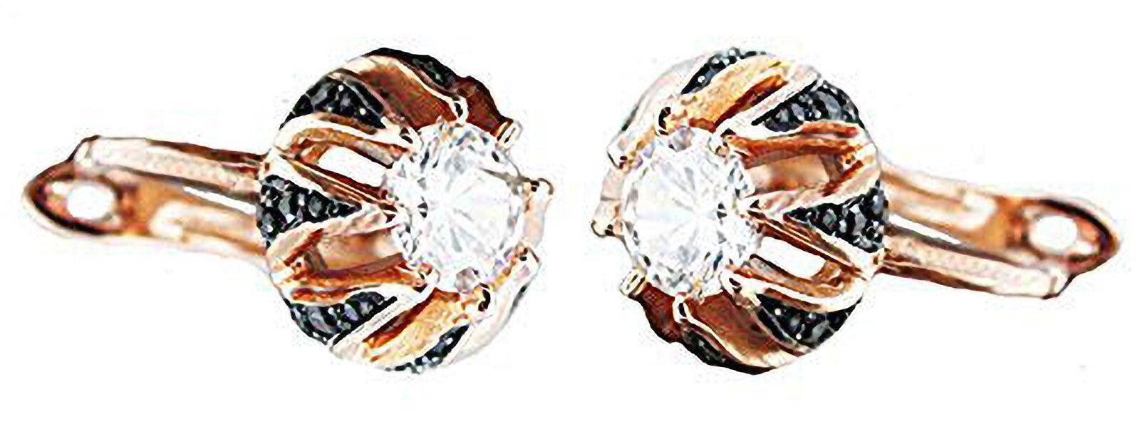 Russian Earring Real Silver 925 Sterling Rose 14k Gold Plated