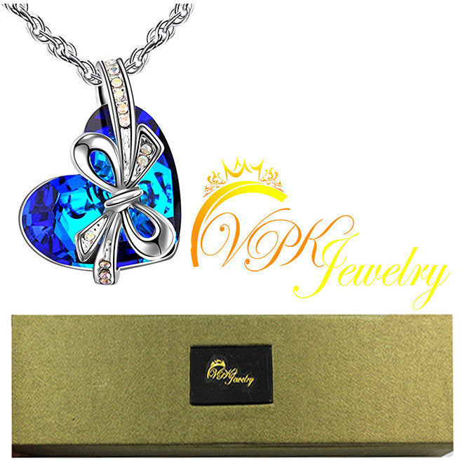 Heart Bowtie Nekclace Crystal Pendant made with SWAROVSKI elements