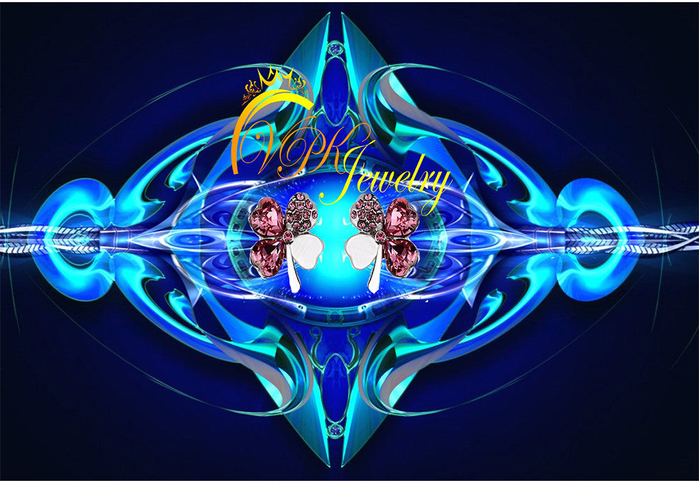 Heart Four Leaf Clover Stud Earrings made with Swarovski elements