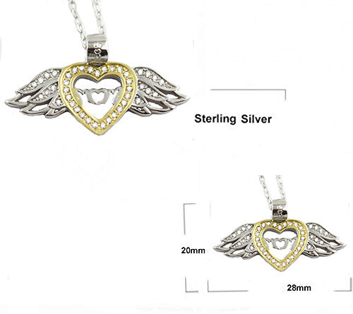 Angels Heart Mom 925 sterling silver 18k gold plated Pendant Necklace VPKJewelry
