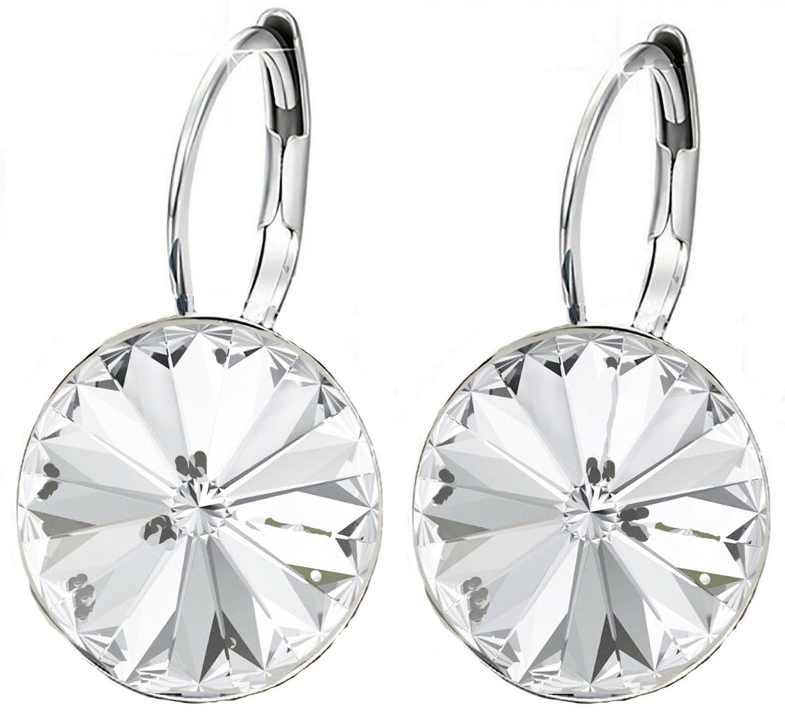 Bella Earrings Women Round Large LEVER BACK made with SWAROVSKI crystal