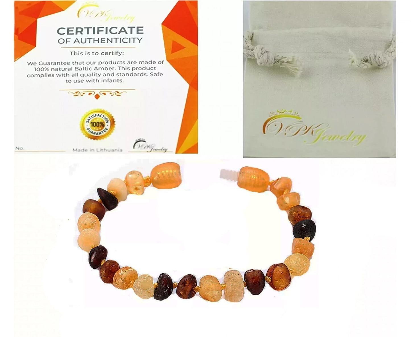 Genuine Amber Bracelet Necklace Anklet Real Beads Multicolor Unpolished Boy Girl