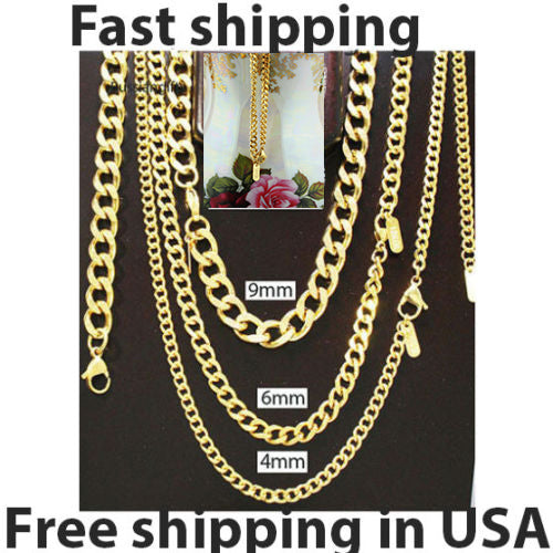 Stainless steel Link Cuban Chain Necklace Bracelet 4 6 9mm 7-36'' VPKJewelry