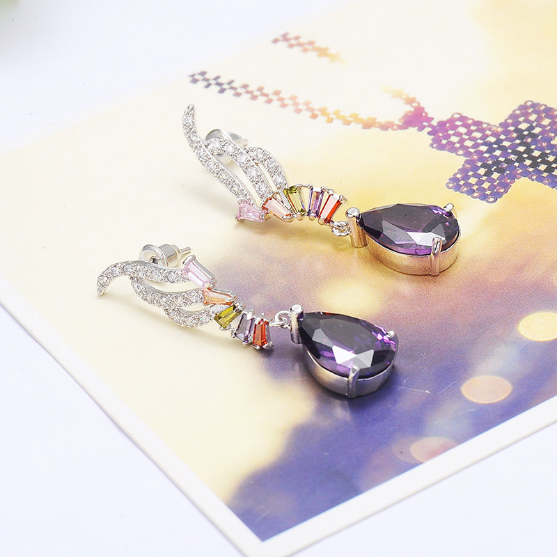18k gold plated earrings crystal Multicolor CZ best Women gifts Brand New