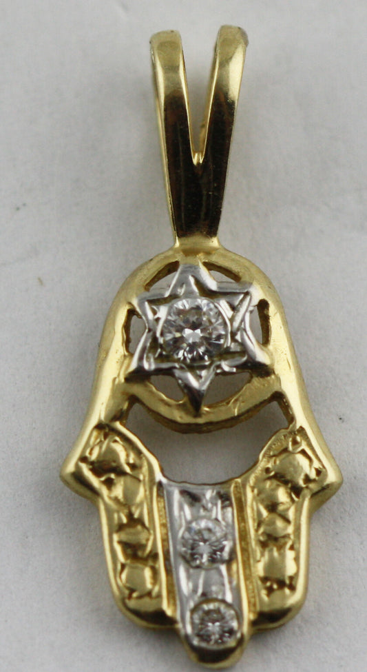 Real 14K Gold White Yellow Star small Pendant CZ 1,1 gram US seller
