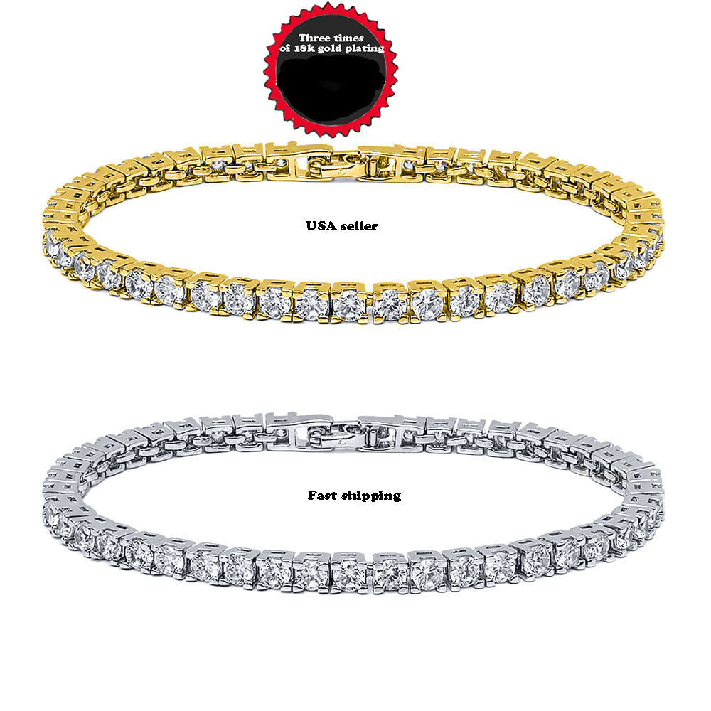 Tennis Bracelet 18k Gold Plated  12.00 ct 4mm for Women 7.5'' 7'' 6.7''