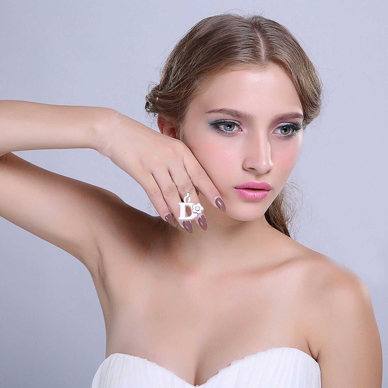 Choice A-Z Letter birthstone necklace pendant clover Love Women Girls Man box