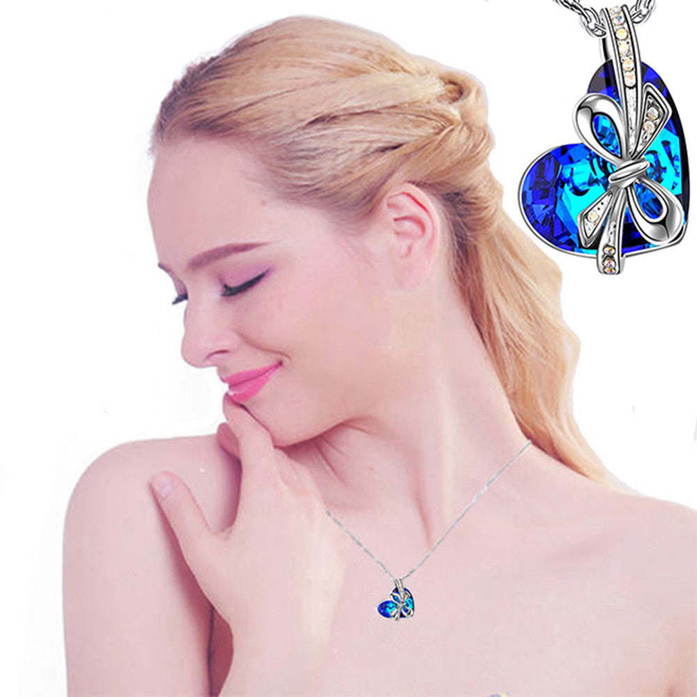 Heart Bowtie Nekclace Crystal Pendant made with SWAROVSKI elements
