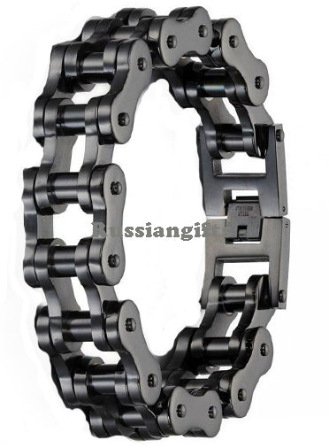 Black or Silver 8'' 9" 10'' Stainless Steel Motorcycle Bike Biker Chain Bracelet