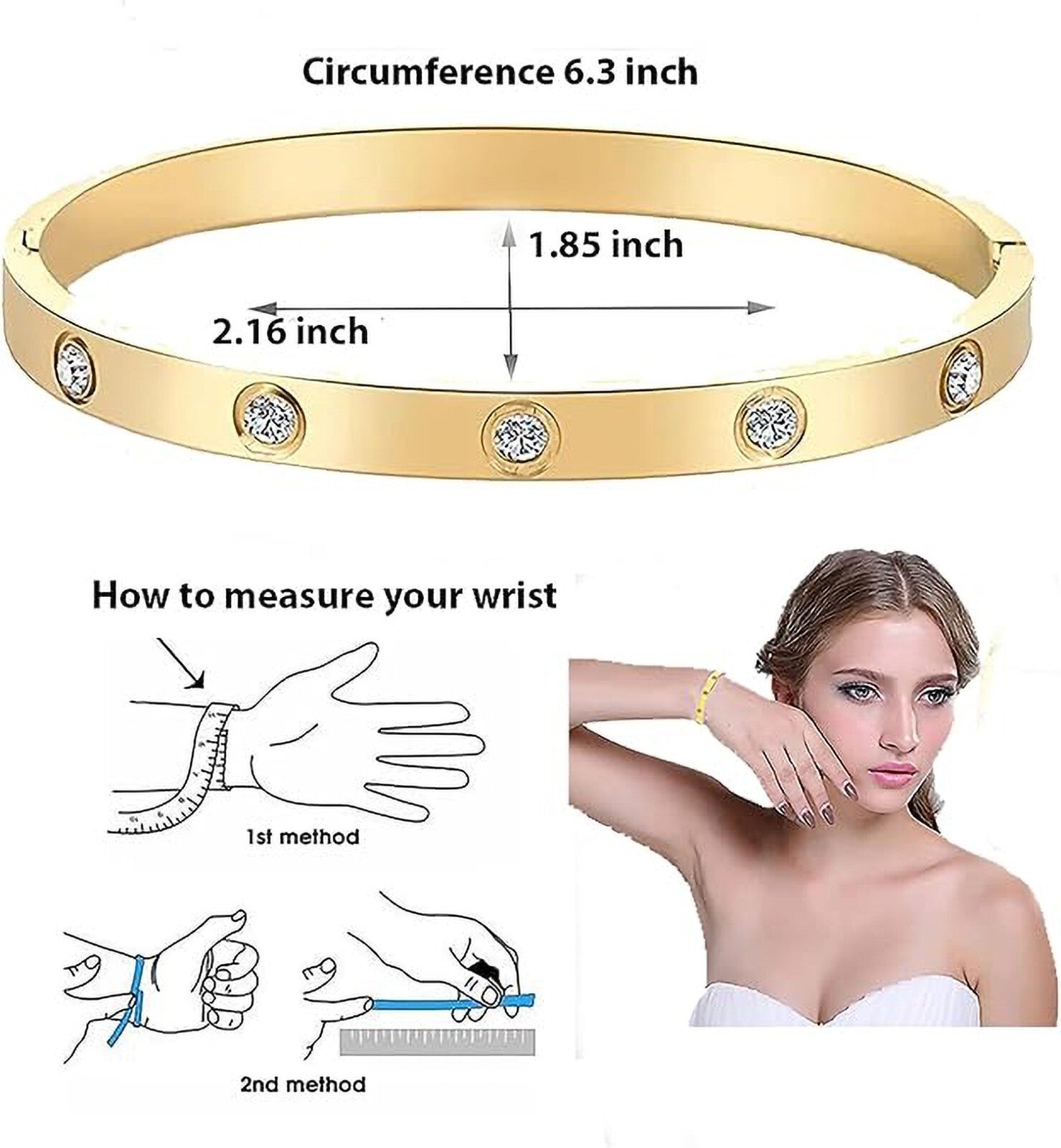 Bracelet 14k  gold plated women's men girl Stainless steel bangle