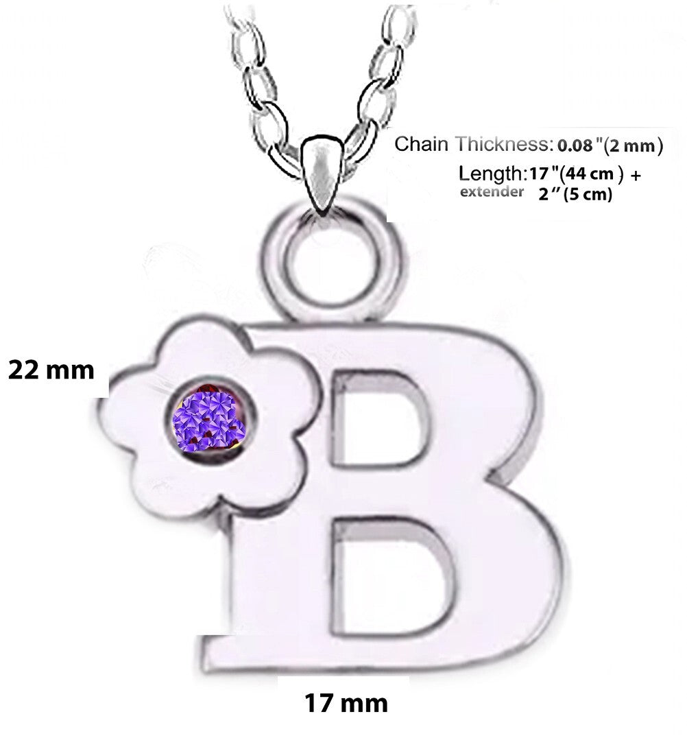 Choice A-Z Letter birthstone necklace pendant clover Love Women Girls Man box