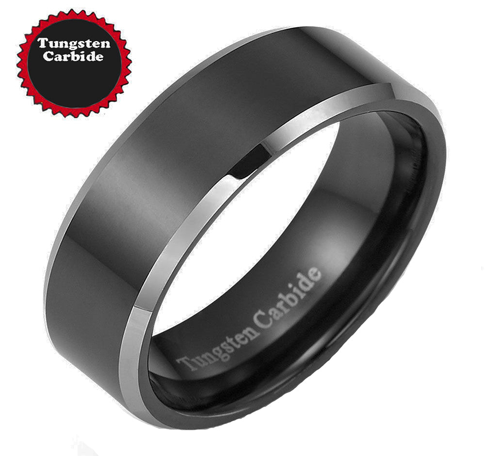 VPKJewelry 6-8mm Tungsten Carbide Black Brushed Men/Women Wedding Band Ring