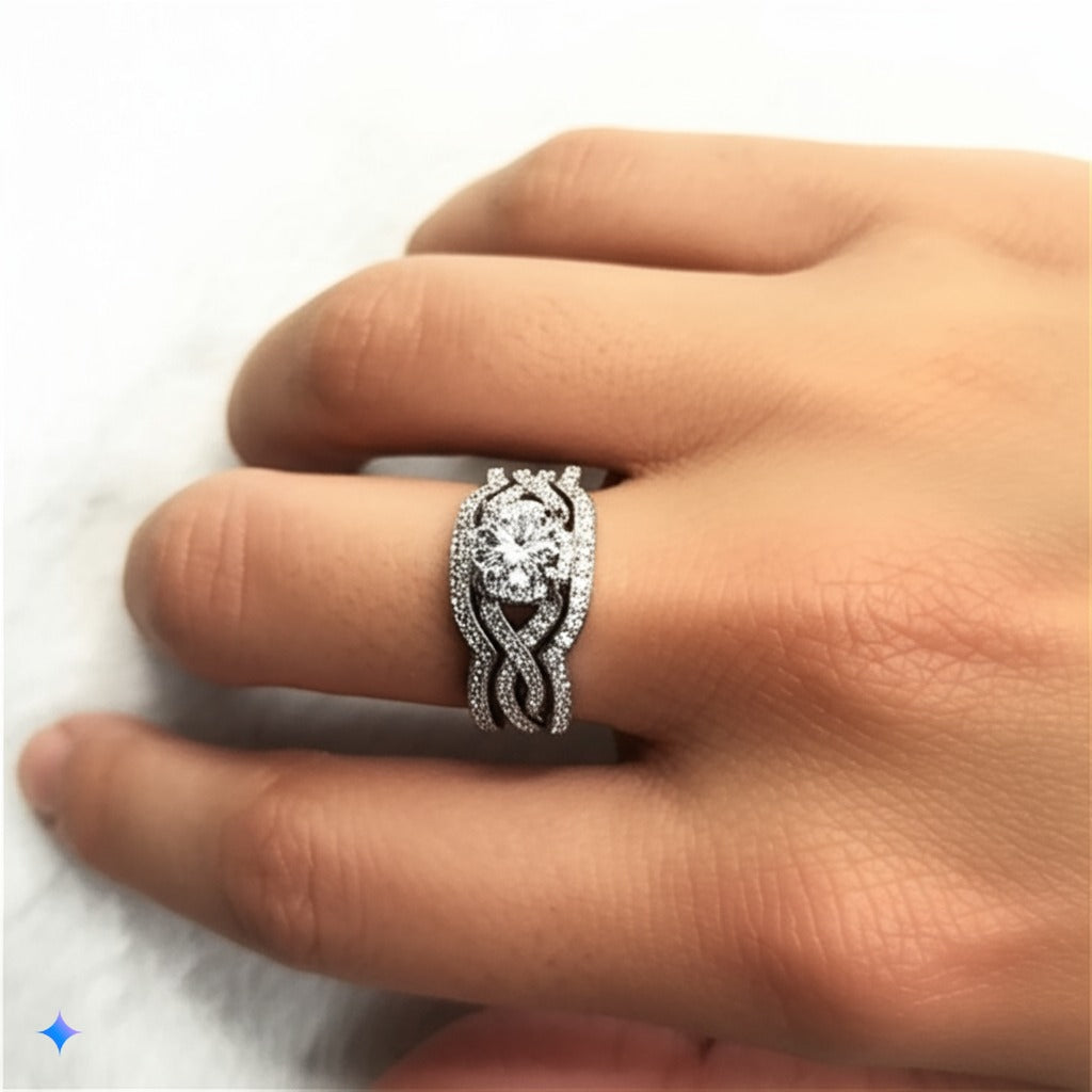 VPKJewelry Real 925 Sterling Silver Wedding set Ring Women Band Rings Cubic Zirconia