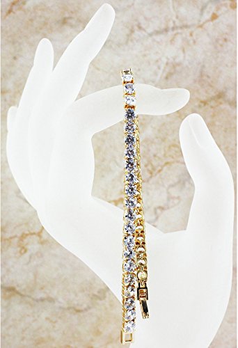 VPKJewelry 12.00 ctw 4 mm Clear Diamonique CZ 18k Gold Plated Tennis Bracelet