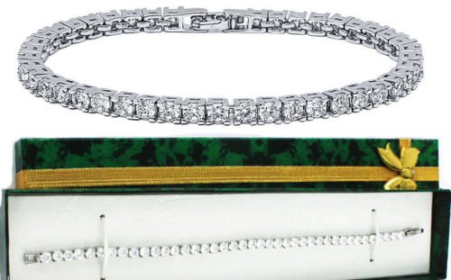 VPKJewelry 12.00 ctw 4 mm Clear Diamonique CZ Rhodium Plated Tennis Bracelet
