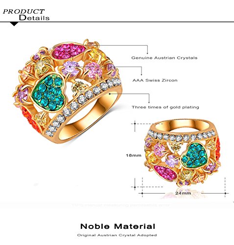 VPKJewelry 18K Gold Plated Austrian Crystal Big Hearts Women's Ladies Girls Ring