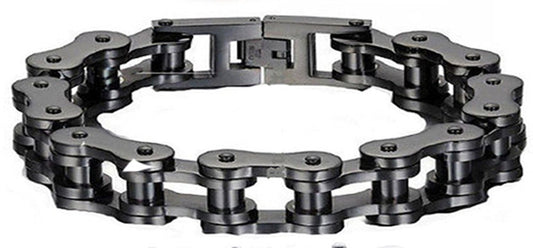 VPKJewelry Men Women Stainless Steel Motorcycle Bike Biker Link Chain Bracelet W 12 mm L 9'' 5 color (Black)
