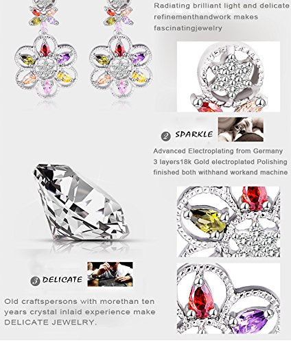 VPKJewelry Platinum Plated Women's ladies Austrian Crystal Diamonique CZ Dangle Earrings