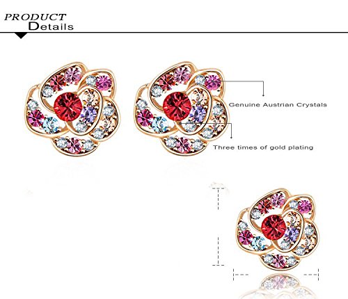 VPKJewelry 18K Gold Plated Austrian Crystal Opal Citrine Ruby Color CZ Stud earrings