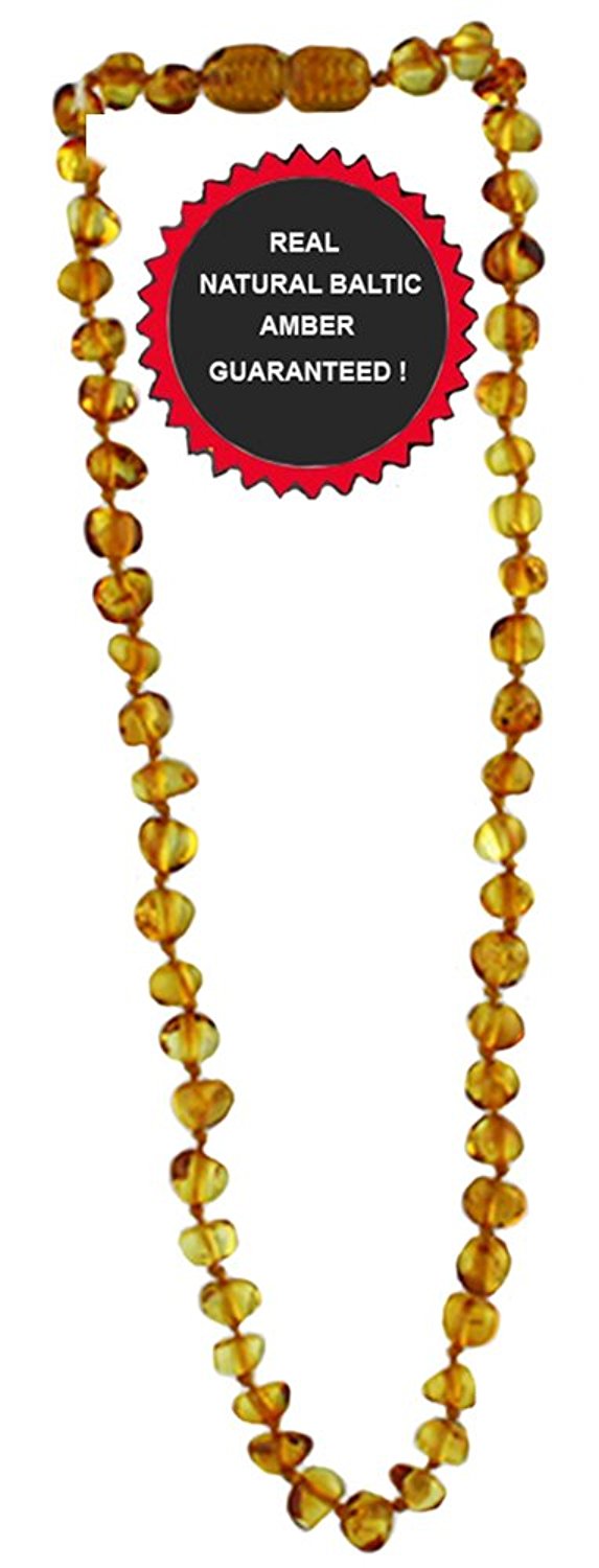 VPKJewelry Amber Teething Necklace Babies Anti Inflammatory Drooling Pain Reduce Honey Unisex Baltic