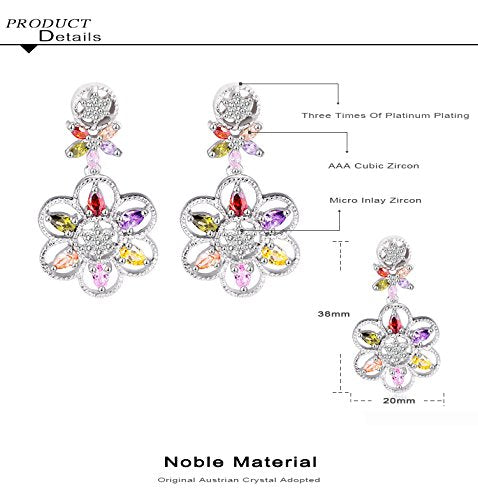VPKJewelry Platinum Plated Women's ladies Austrian Crystal Diamonique CZ Dangle Earrings