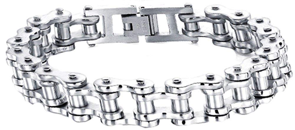 VPKJewelry Men Women Stainless Steel Motorcycle Bike Biker Link Chain Bracelet W 12 mm L 8.5'' 5 color