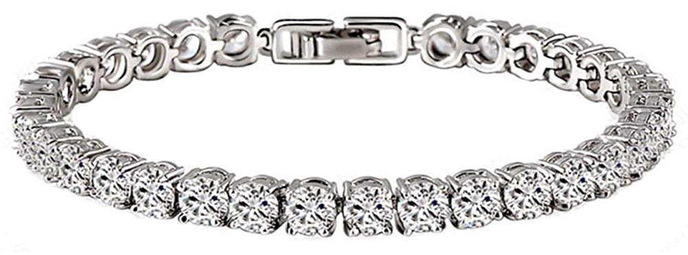 VPKJewelry Tennis Women's Bracelets 18k Yellow or White Gold Plated 5 mm 16-20 ct Diamonique CZ 3 sz (white-gold-plated-base, 17.00)