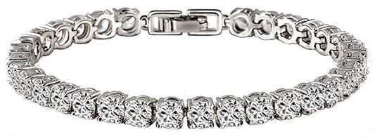 VPKJewelry Tennis Women's Bracelets 18k Yellow or White Gold Plated 5 mm 16-20 ct Diamonique CZ 3 sz (white-gold-plated-base, 17.00)