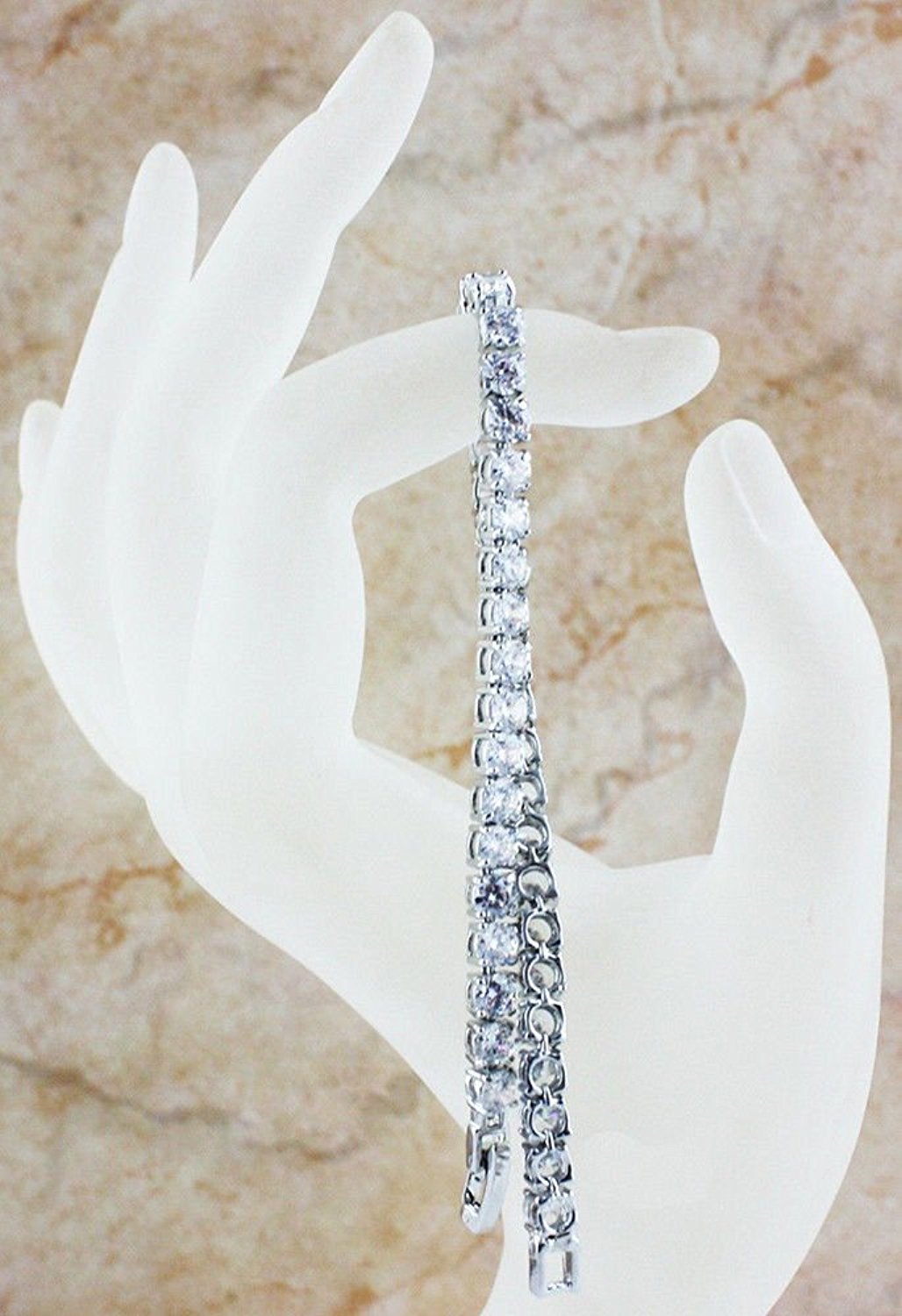 VPKJewelry 12.00 ctw 4 mm Clear Diamonique CZ Rhodium Plated Tennis Bracelet