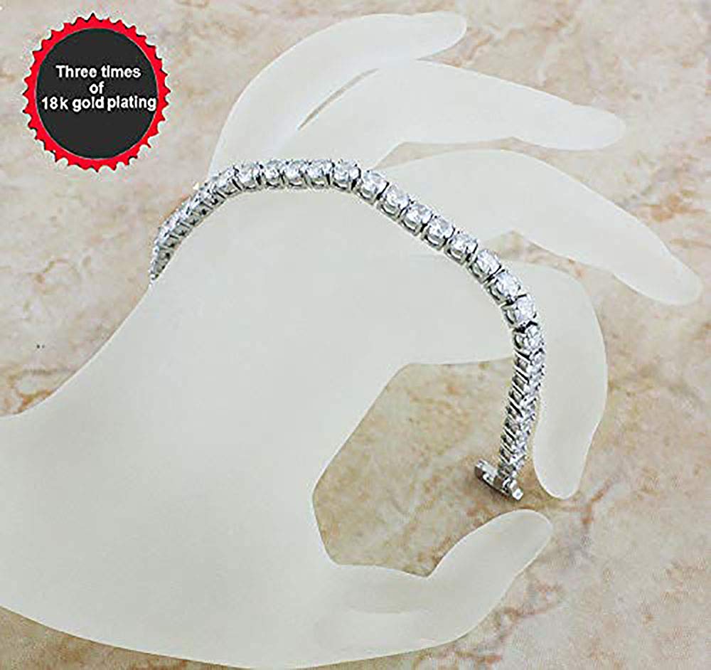 VPKJewelry Tennis Women's Bracelets 18k Yellow or White Gold Plated 5 mm 16-20 ct Diamonique CZ 3 sz (white-gold-plated-base, 17.00)