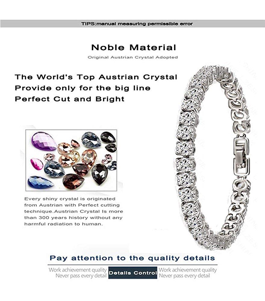 VPKJewelry Tennis Women's Bracelets 18k Yellow or White Gold Plated 5 mm 16-20 ct Diamonique CZ 3 sz (white-gold-plated-base, 17.00)