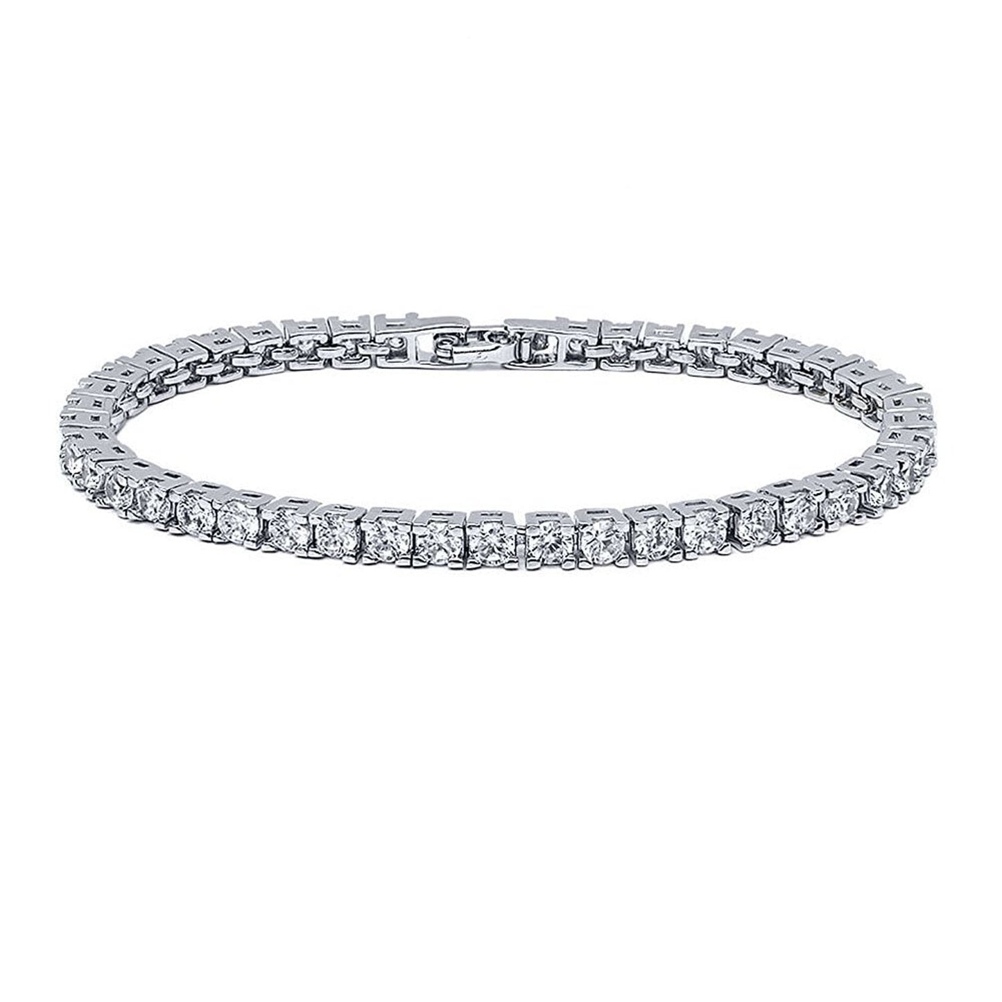 VPKJewelry 12.00 ctw 4 mm Clear Diamonique CZ Rhodium Plated Tennis Bracelet