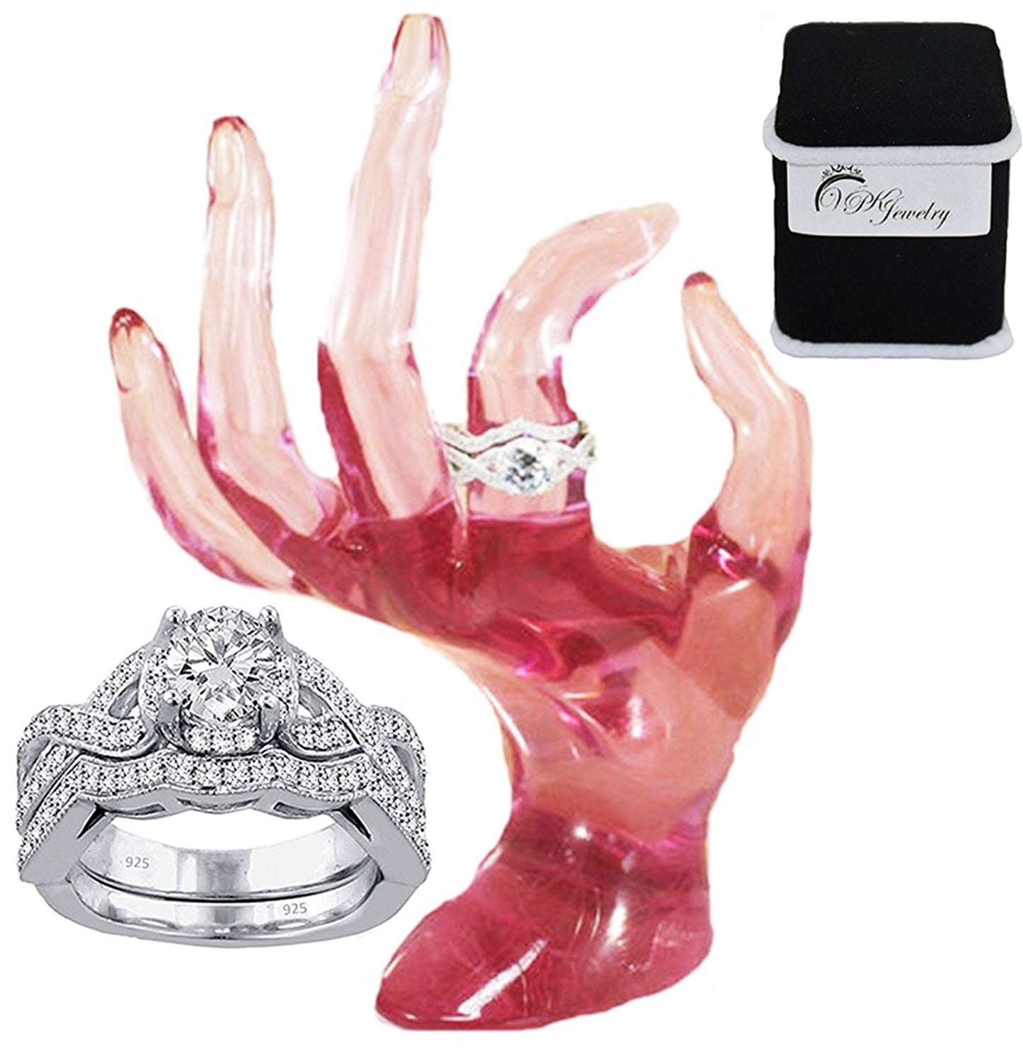 VPKJewelry 3.30 ct Real 925 Sterling Silver Wedding Engagement 2 pc set Ring Women Ladies Girls (10)