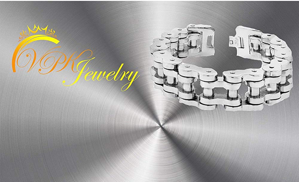 VPKJewelry Men's Stainless Steel Silver Motorcycle Bike Biker Link Chain Bracelet L 8'' 9''10'' W 23 mm