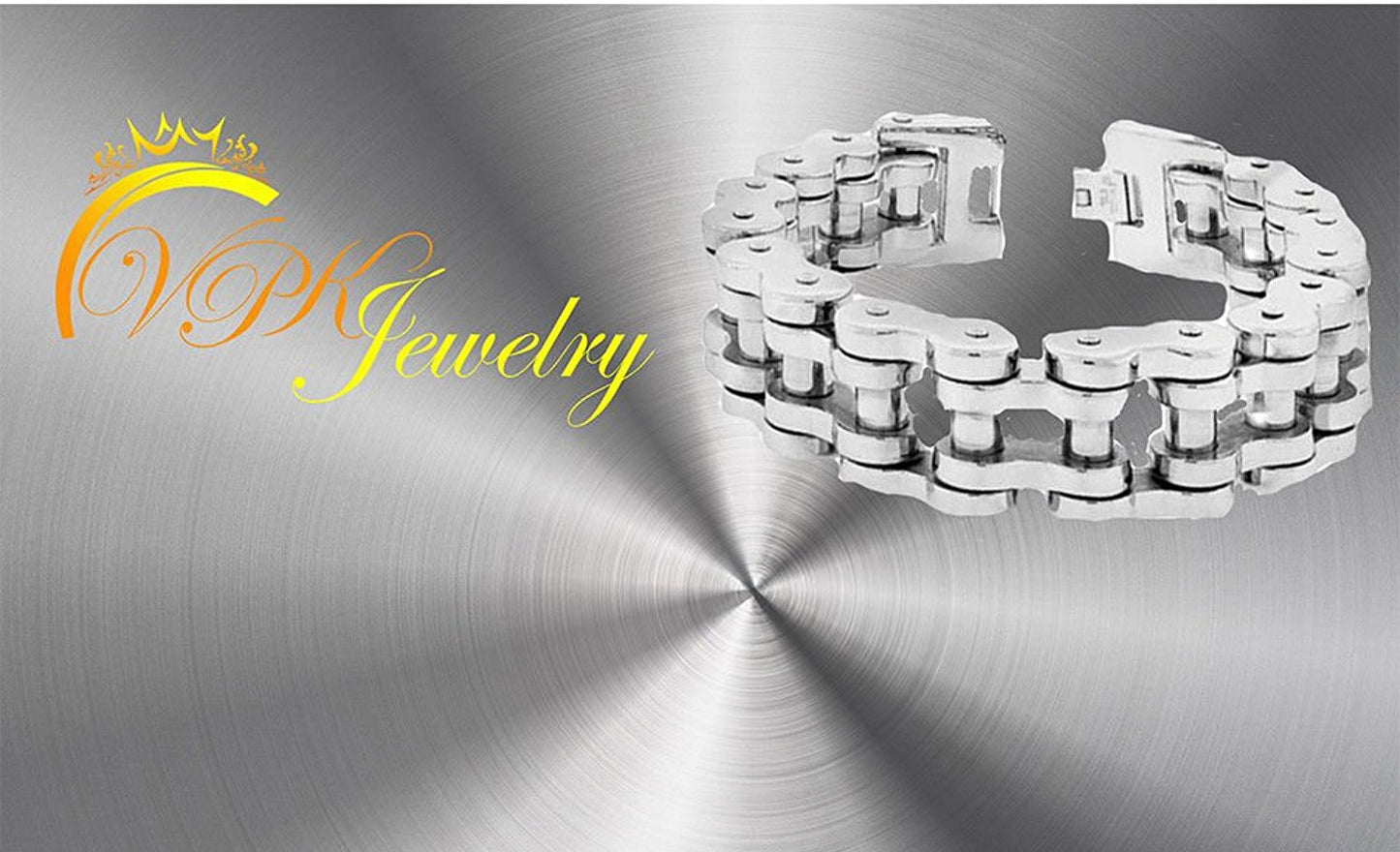 VPKJewelry Men's Silver plated Stainless Steel Motorcycle Bike Link Chain Bracelet L 8-10'' W 19 mm (8)