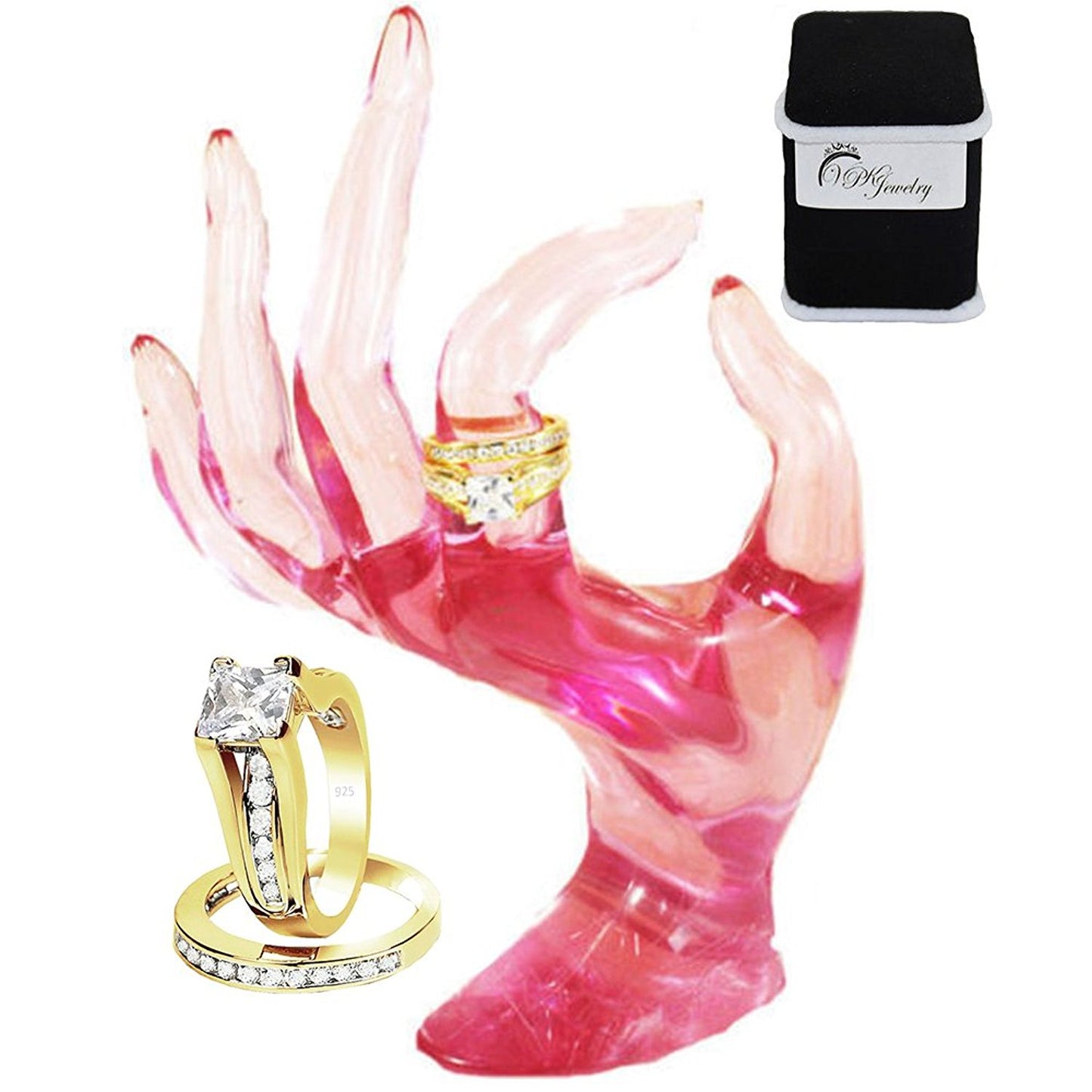 VPKJewelry 2.10 ct Real 925 Sterling Silver Yellow Wedding 2 pc set Diamonique CZ Ring Women