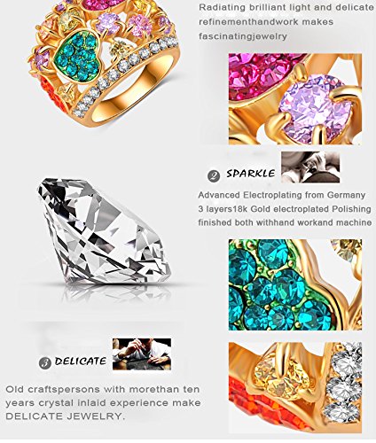 VPKJewelry 18K Gold Plated Austrian Crystal Big Hearts Women's Ladies Girls Ring