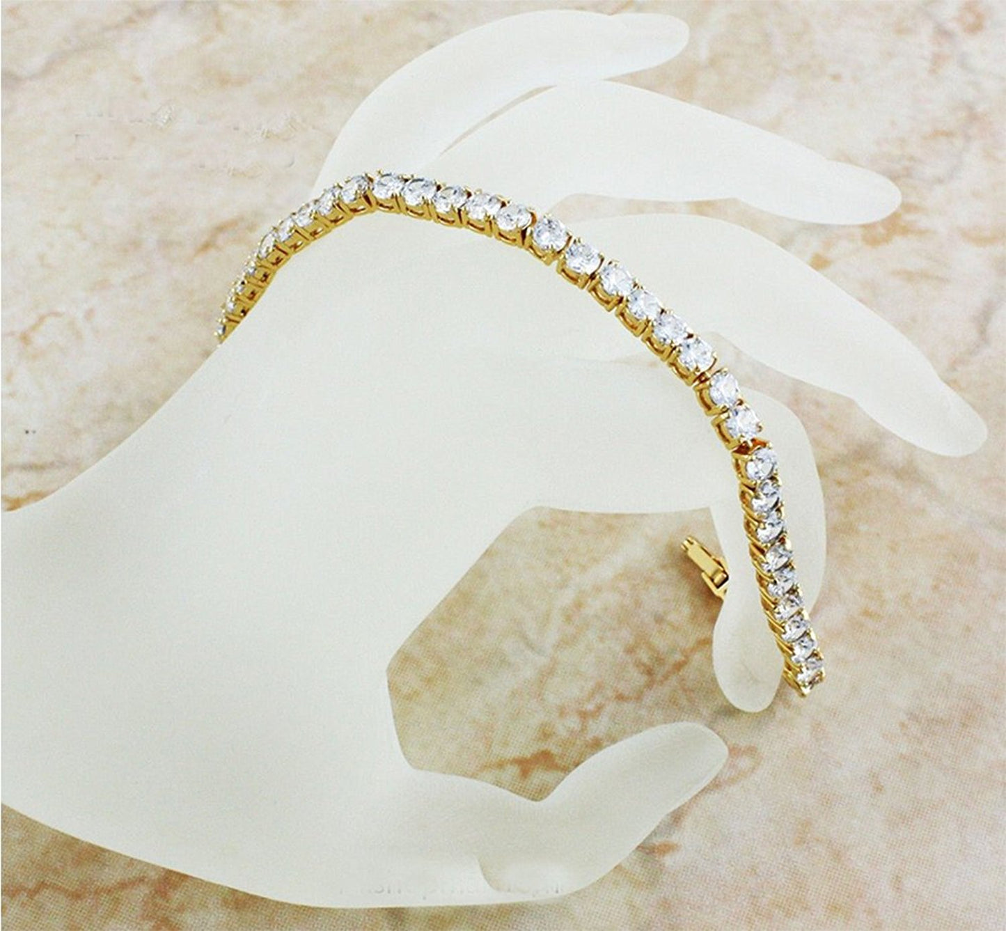 VPKJewelry 12.00 ctw 4 mm Clear Diamonique CZ 18k Gold Plated Tennis Bracelet