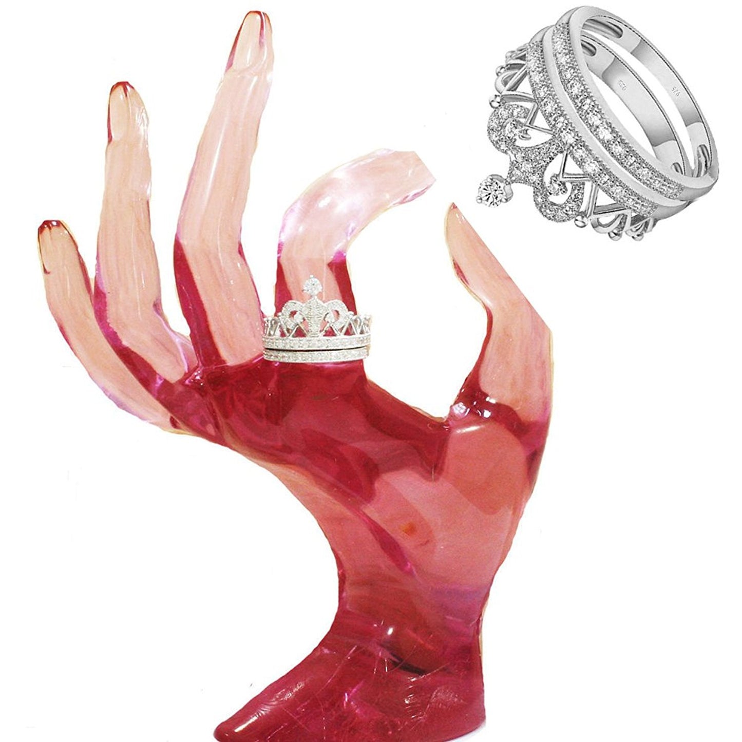 VPKJewelry 2.00 ct Real 925 Sterling Silver Wedding Engagement Crown 2 pc set Ring Women Ladies (6)