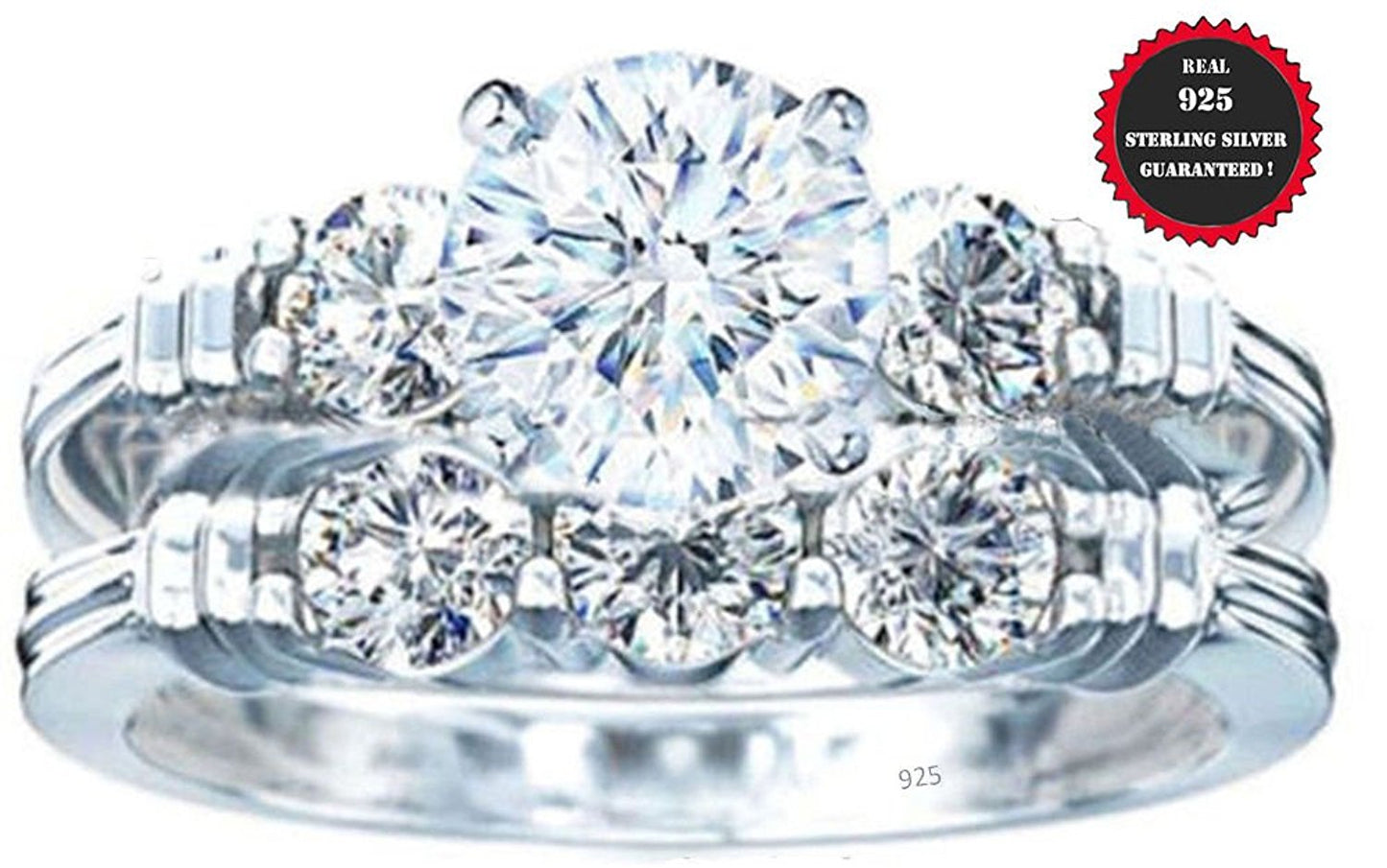 VPKJewelry 2.70 ct Real 925 Sterling Silver Wedding 2 pc set Diamonique CZ Ring Women's Girls (10)